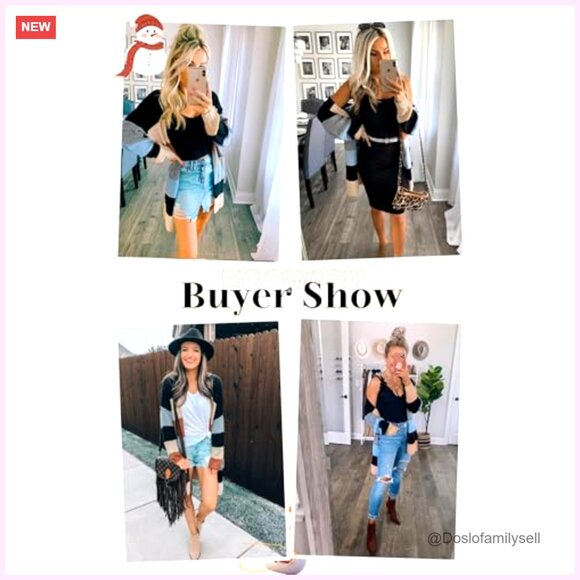 Women's Open Front Cardigan, Long Sleeve Knit Sweater with Pockets, Cozy - Picture 4 of 7